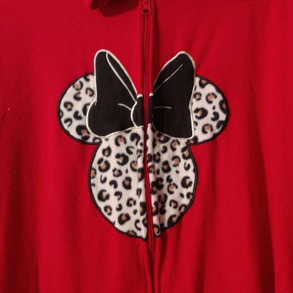 Disney Minnie Mouse Hoodie Leopard One Piece Pajama Onsie SZ M - Picture 4 of 9